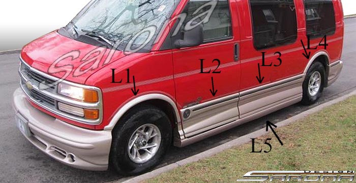 Custom GMC Savana Van  Short Wheel Base Side Skirts (1996 - 2002) - $1890.00 (Part #GM-009-SS)